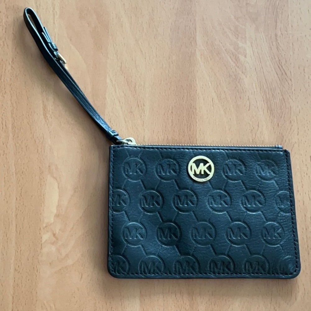 MK Black Wristlet with Gold Emblem